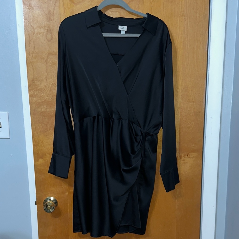 a new day Black Long Sleeve Wrap Dress